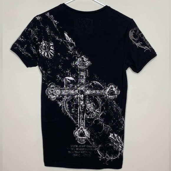 Kings Jeans Tshirt Size M Black White Silver Graphic Y2K Punk Grunge Pop Biker - Picture 7 of 11